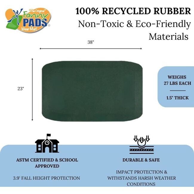 Fanny Pad 1.5" Thick Rubber Wear Mat - Set of 2 - Green