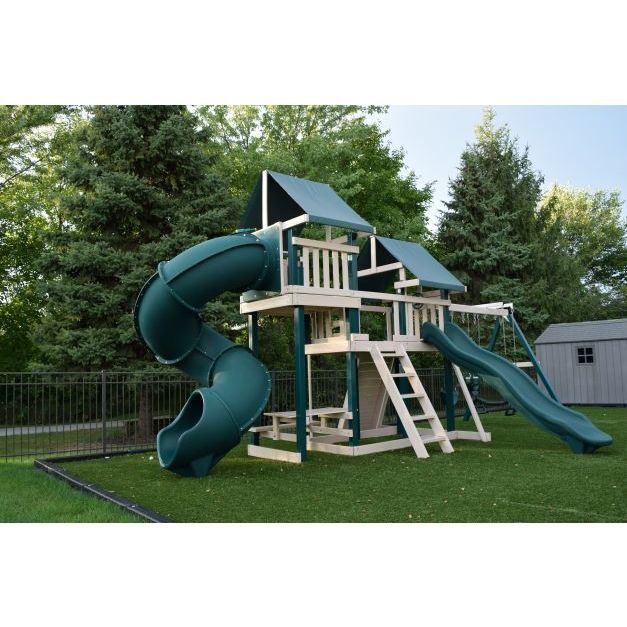 Premium Turbo Tube Slide for 7' Deck Height - Green - Outdoor Games - 3