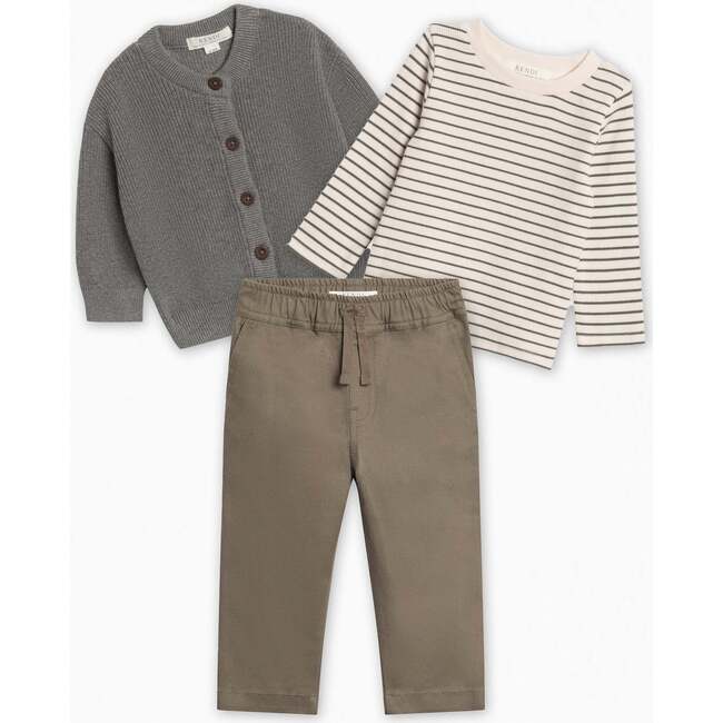 Organic Winter Layers 3 Piece Bundle Olive Stripe