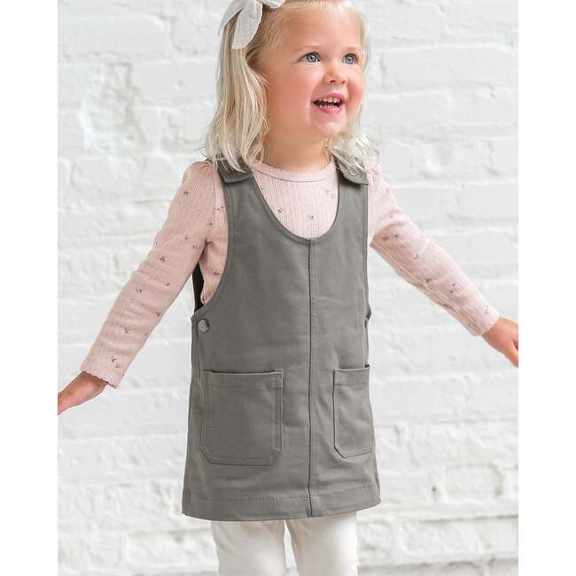 Alma Twill Jumper Dress Olive - Dresses - 4