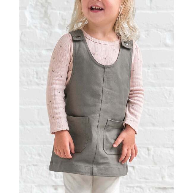 Alma Twill Jumper Dress Olive - Dresses - 5