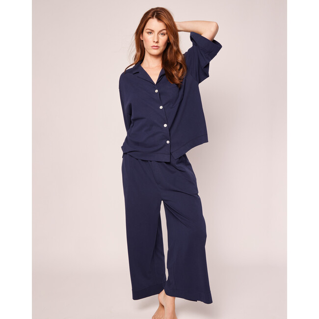 Olivia Wide Leg Pajama Set, Navy