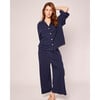 Olivia Wide Leg Pajama Set, Navy - Pajamas - 2 - thumbnail