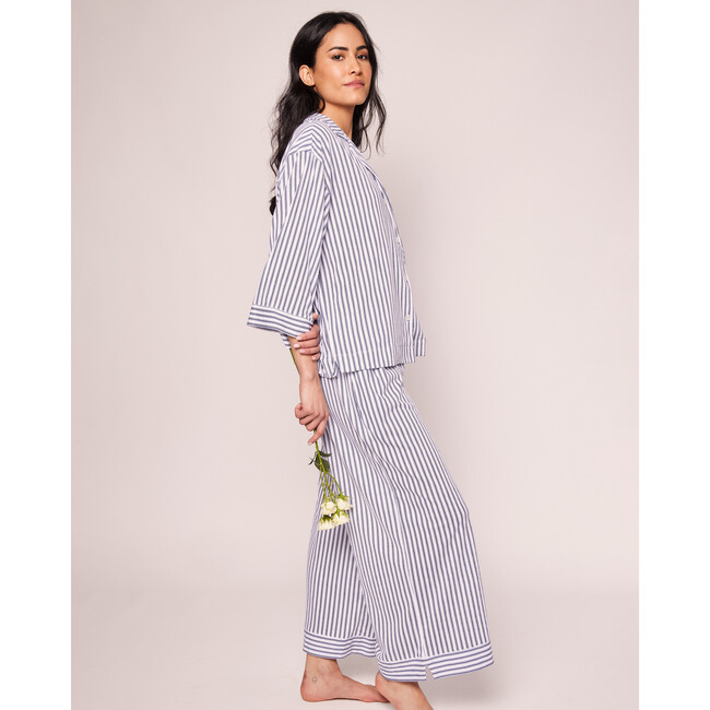 Olivia Wide Leg Pajama Set, Navy French Ticking - Pajamas - 4