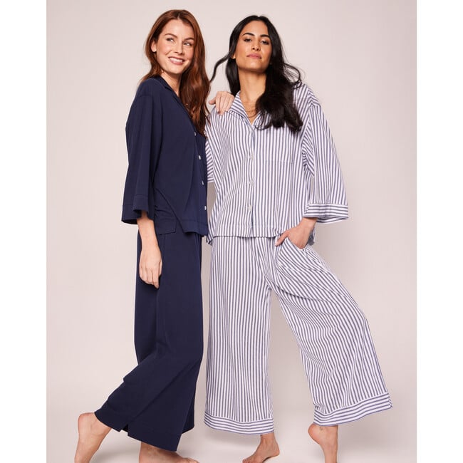 Olivia Wide Leg Pajama Set, Navy - Pajamas - 6