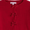 Velvet Bow Cardigan, Crimson - Cardigans - 3 - thumbnail