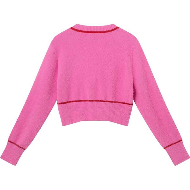 Big Kids Cardigan Sweater W/Bow, Pink Eyelash - Mixed Apparel Set - 7