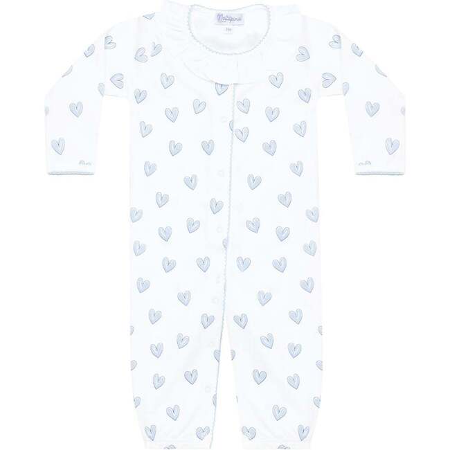 Blue Heart Print Converter Gown - Nightgowns - 3