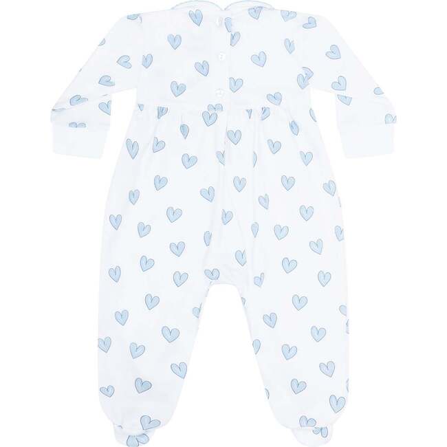 Blue Heart Print Smocked Footie - Footie Pajamas - 3