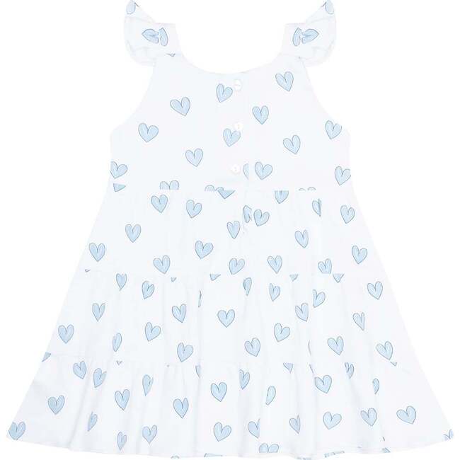 Blue Heart Print Ruffle Dress - Dresses - 3