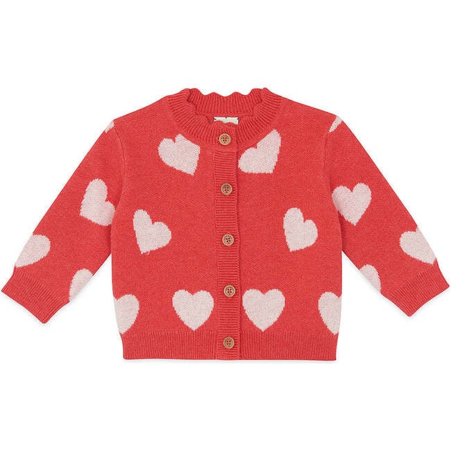 Mina Heart Baby Cardigan, Rose Faroe Pink