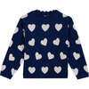 Mila Heart Sweater, Bleu Brut Blue - Sweaters - 1 - thumbnail