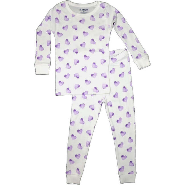 Kids Pajamas, Lilac Watercolor Hearts