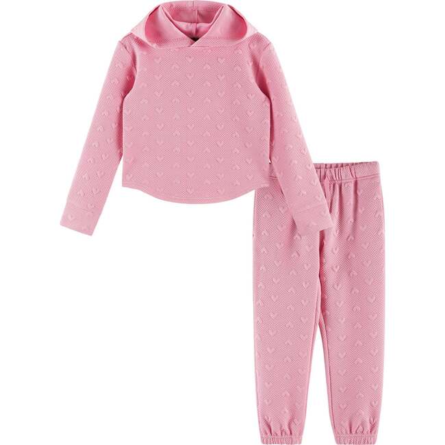 Kids Embossed Lounge Set, Pink Hearts