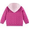 Kids Hooded Quilted Jacket, Pink Hearts - Jackets - 2 - thumbnail