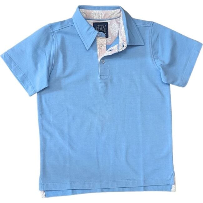 Blue Polo with Pink Block Trim
