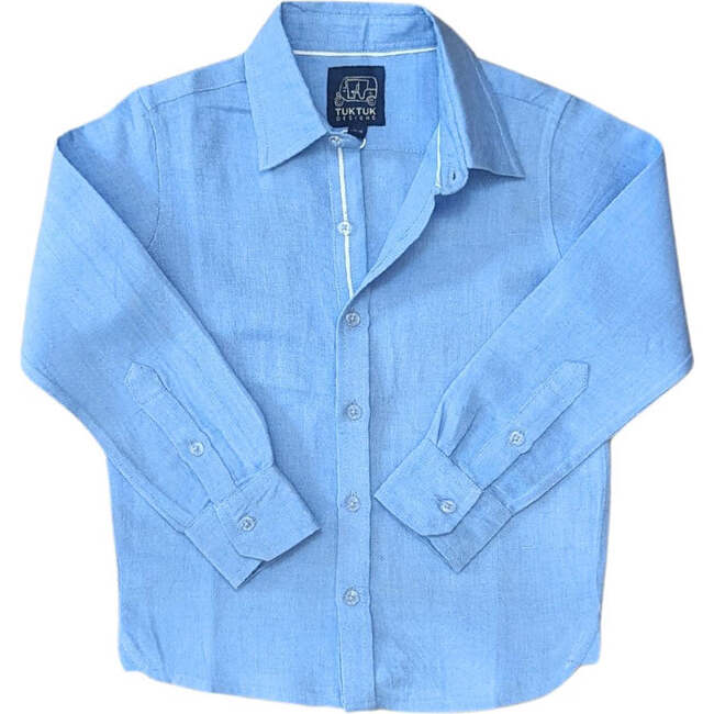Blue Linen Shirt in Long Sleeves
