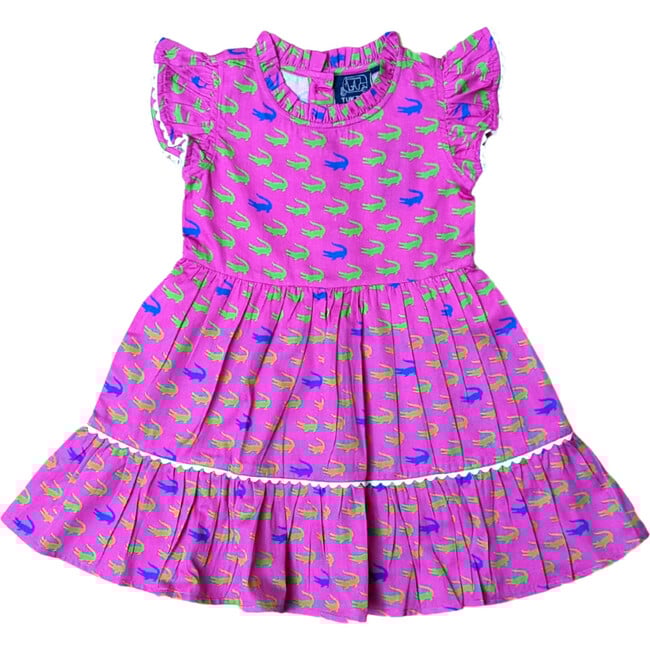 Alligators in Hot Pink Ruffle Dress
