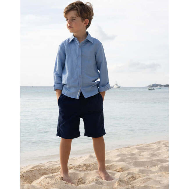 Blue Linen Shirt in Long Sleeves