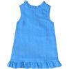 Blue Linen Shift Dress with Back Bow - Dresses - 2 - thumbnail