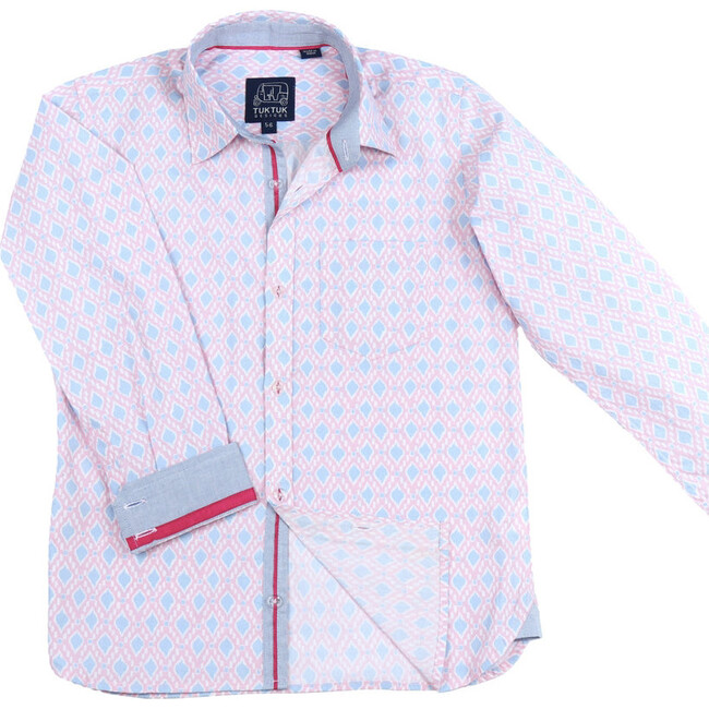 Long Sleeve Shirt, Ikat in Pink
