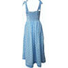 Women's Shirred Dress in Blue Block Print - Dresses - 2 - thumbnail