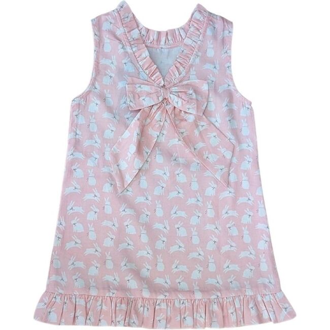 Pink Bunnies Shift Dress with Back Bow
