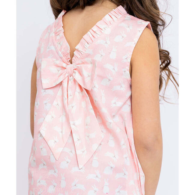 Pink Bunnies Shift Dress with Back Bow - Dresses - 5