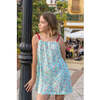 Koi Pond Sleeveless Shoulder Tie Dress, White And Blue - Dresses - 3 - thumbnail