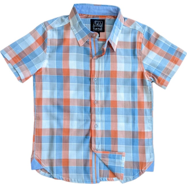 Checks Short Sleeve Collared Shirt, Multicolors