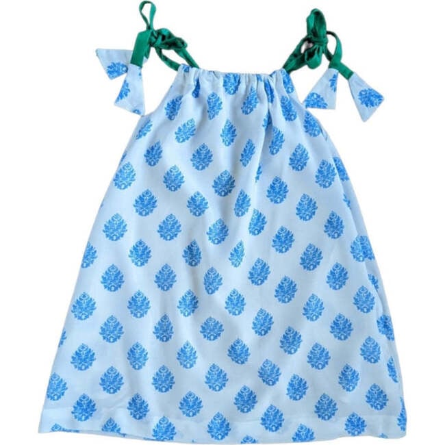 Damask Sleeveless Shoulder Tie Dress, White