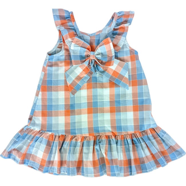 Checks Back Bow Sleeveless Dress, Multicolors - Dresses - 1