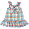 Checks Back Bow Sleeveless Dress, Multicolors - Dresses - 1 - thumbnail