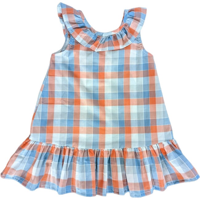 Checks Back Bow Sleeveless Dress, Multicolors - Dresses - 2