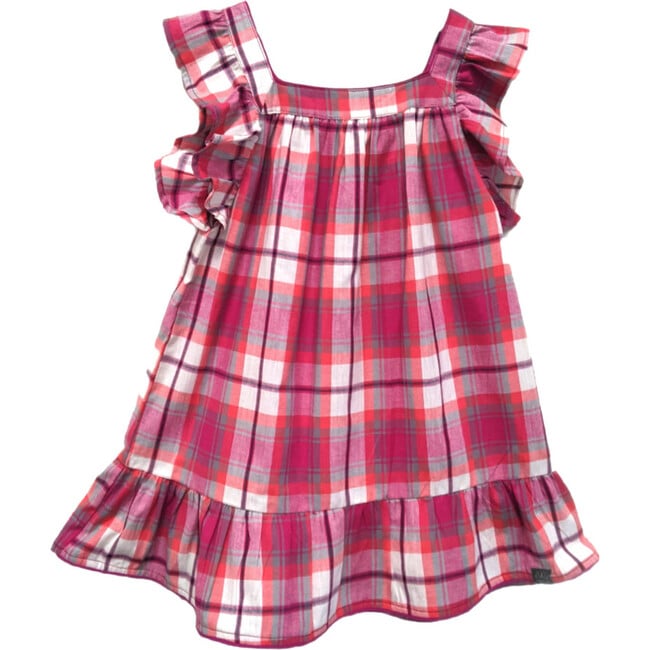 Flutter Sleeve Dress, Plaid