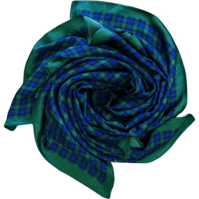 Women's Scarf, Tartan Plaid/ Green - Scarves - 1