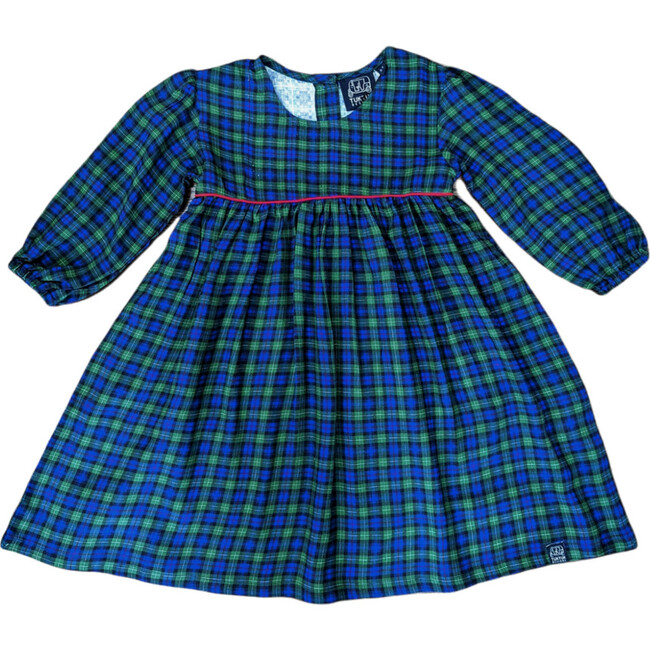 Empire Waist Dress, Tartan Plaid/ Green - Dresses - 1