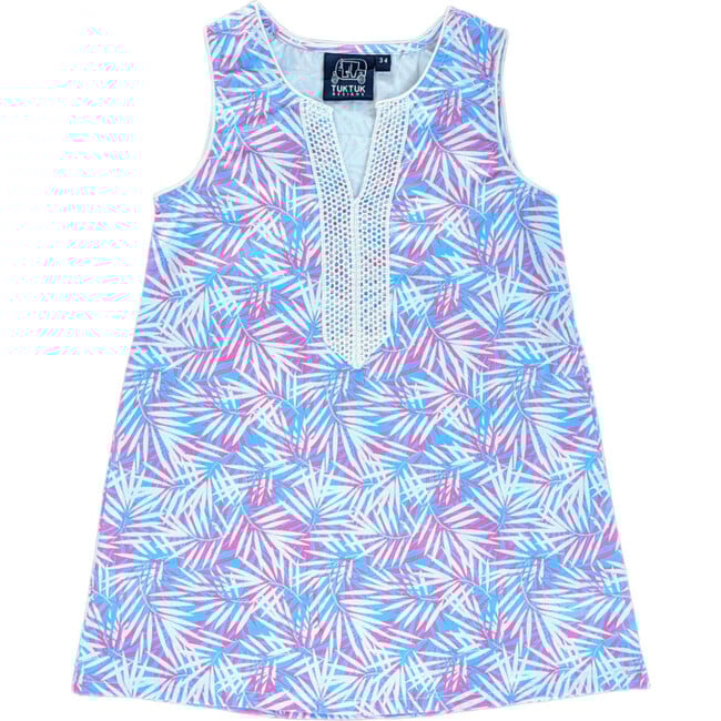 Tropical Palms Sleeveless Shift Dress, Pink