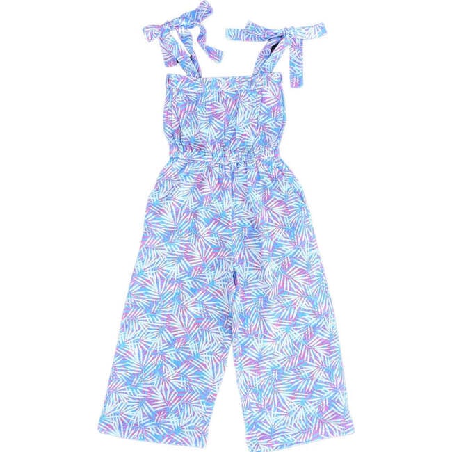 Tropical Palms Sleeveless Jumpsuit, Pink