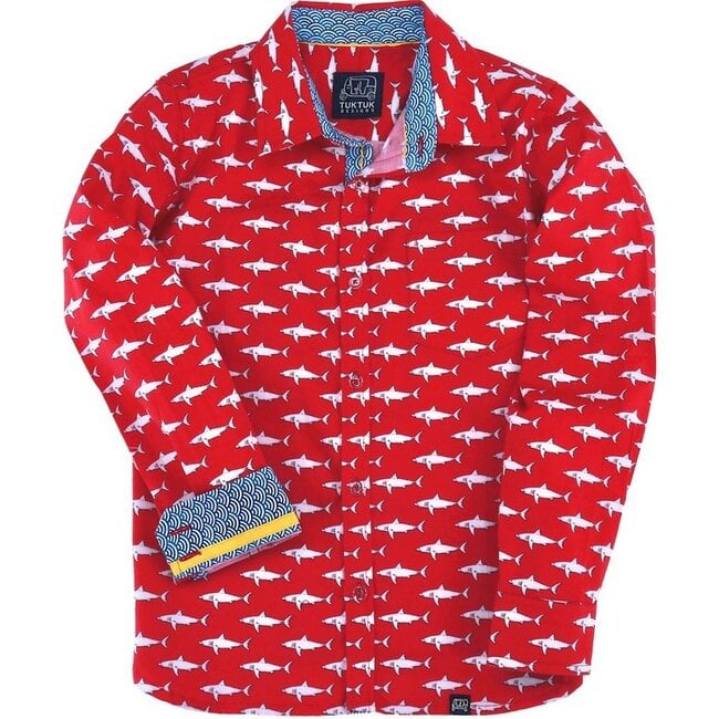 Mako Sharks Shirt Long Sleeve, Red