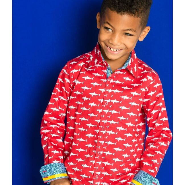 Mako Sharks Shirt Long Sleeve, Red