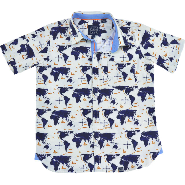 Short Sleeve Globe Trotter, White