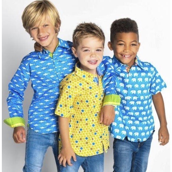 Erawan Elephants Short Sleeve Shirt, Turquoise - Shirts - 2