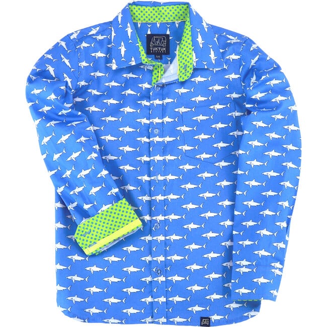 Long Sleeve Mako Sharks, Blue - Shirts - 1