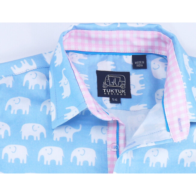 Short Sleeve Erawan Elephants, Pale Blue