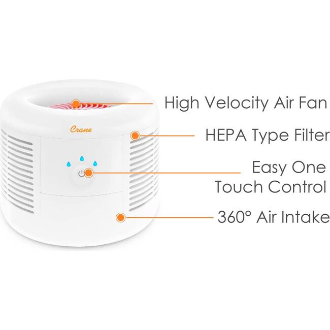 Crane Air Purifier with True HEPA Filter – High-Efficiency Air Filtration for Allergies, Dust, Smoke & Pet Odors – Ultra-Quiet & Energy Efficient, EE-7002AIR