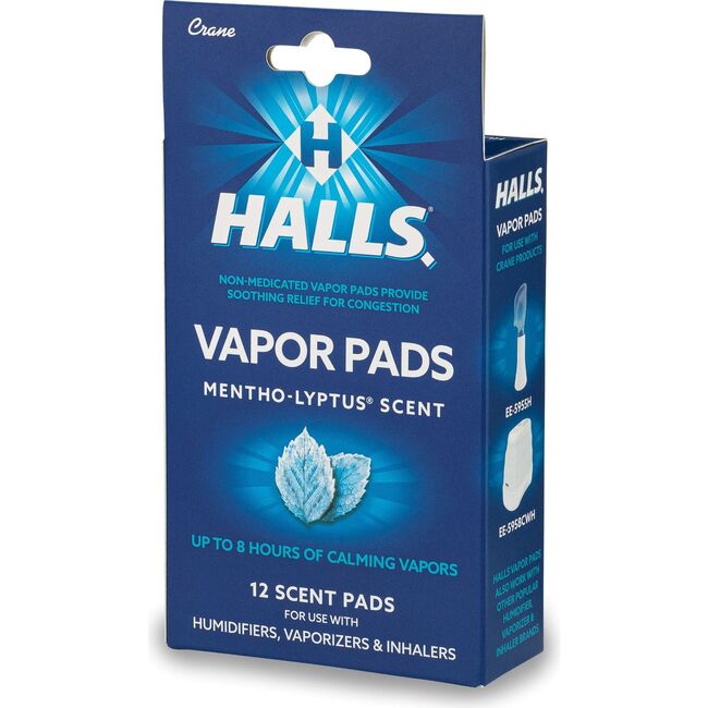 HALLS® Mentho-Lyptus Scented Vapor Pads, 12-Count Pack, Long-Lasting Soothing Vapor