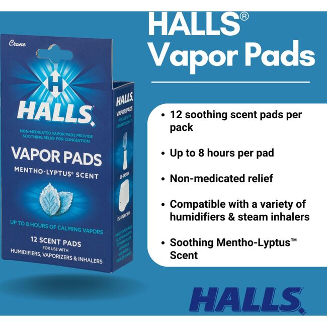 HALLS® Mentho-Lyptus Scented Vapor Pads, 12-Count Pack, Long-Lasting Soothing Vapor - Personal Care - 3