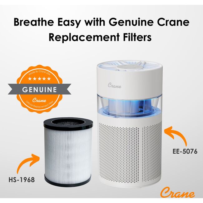 Crane EE-5076 Air Purifier Replacement HEPA Filter