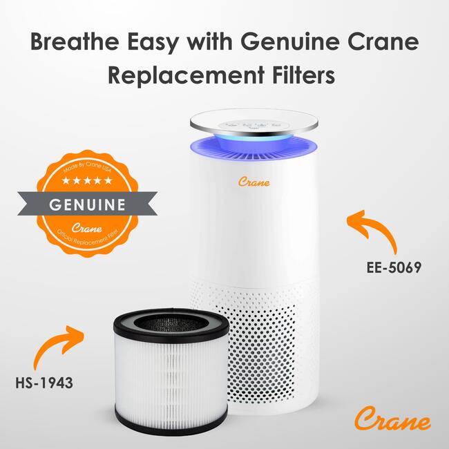 Crane EE-5069 Air Purifier Replacement HEPA Filter